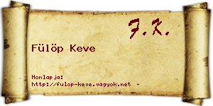 Fülöp Keve névjegykártya